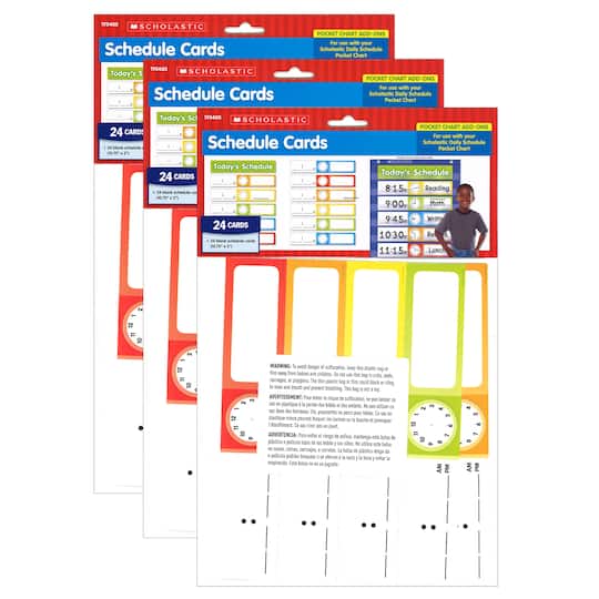 Scholastic&#xAE; Schedule Cards Pocket Chart Add-Ons, 3 Packs of 24